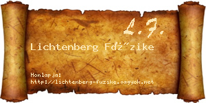 Lichtenberg Füzike névjegykártya